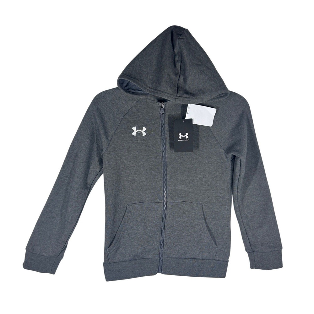 Under Armour Rival Fleece FZ Hoodie Boys Youth Small Gray 1379794-025 NWT